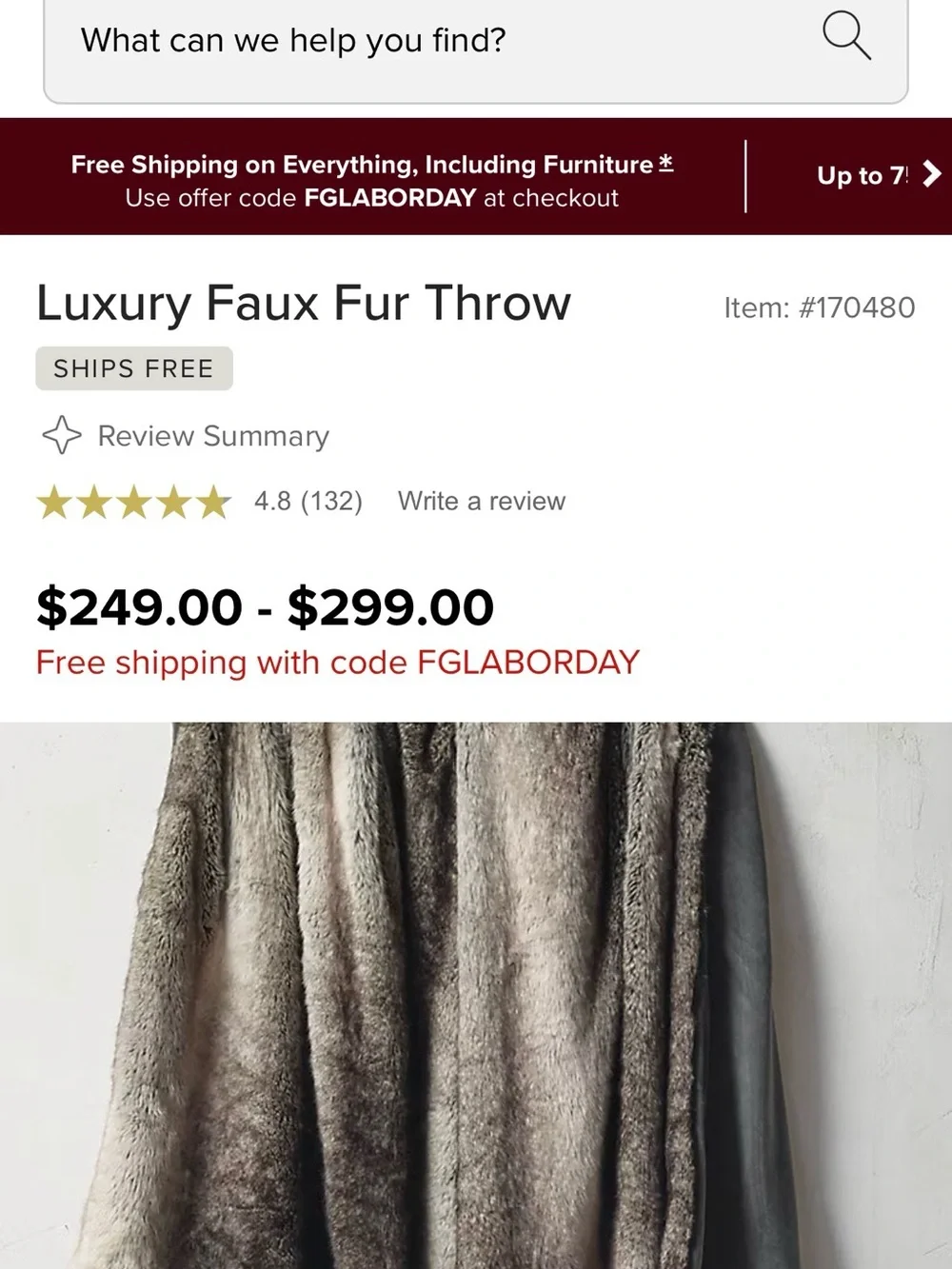 Frontgate Luxury Faux Fur Throw Brown Mink Plush Blanket NWOT
